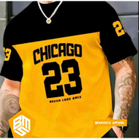 Bramasta Apparel Chicago 23 Kaos Lengan Pendek Kaos Kombinasi Baju Bigsize Pria Wanita Jumbo