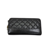 CHANEL 香奈兒 黑色 牛皮 菱格紋 Gabrielle 拉鍊 長夾 【二手名牌BRAND OFF】