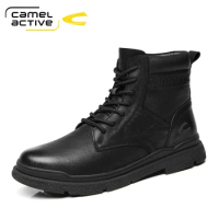 Camel Active Men's Shoes Quality Tooling Boots Genuine Leather Army Male Tactical Military Botas Rubber Work Shoes Man Size 44