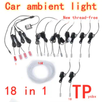 Car Interior Lighting Atmosphere Strips 12V Auto LED Strip EL Wire Set Car Decoration Neon Lamp Flexible Rope Tube Ambient Light