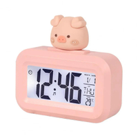 Digital Clock Temperature Display Large Screen Electronic Date And Day Alarm 8 Different Rings Piggy