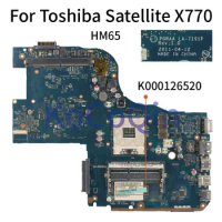 For Toshiba Satellite X770 X775 Notebook Mainboard K000126520 PGRAA LA-7191P HM65 PGA 989 Laptop Motherboard DDR3