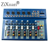 7 Channel Digital Microphone Sound Mixer Console 48V Phantom Power Professional Karaoke Audio Mixer Amplifier With USB