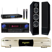【音圓】S-2001 N2-150+KARMEN X8+TR-9688+AS-168黑色(點歌機4TB+擴大機+無線麥克風+喇叭)