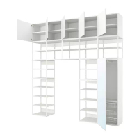 PLATSA 衣櫃組合/6門, 白色 straumen鏡面玻璃/fonnes白色, 300x42x301 公分