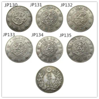 JP(130 -135)Japan Asia Meiji 6/7/8/9/33/37 Year 50 Sen Silver Plated Coin Copy