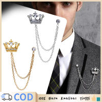 Bros Baju Rantai Vintage Crown Pin Jas Pria Wanita Pin Bros Rantai Brooch Rantai Lapel Vintage Pin B
