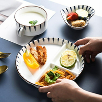 盤子 創意三格分餐盤家用陶瓷分格盤菜盤一人食早餐盤碟子餐具套裝