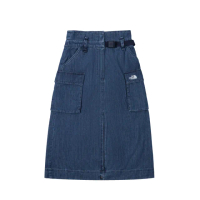 【The North Face 官方旗艦】北面UE女款藍色附可調節腰帶高腰牛仔短裙｜8A7QDF7