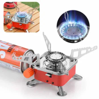 Mini Burner Portable Camping Gas Stove Cooker Foldable Windproof Cassette Stove Gas Hiking Picnic Cookware Barbecue BBQ Grills