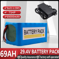 29.4V 69Ah 18650 LithiumIon Battery Pack 7S4P 24V Rechargeable Battery With 15A BMS 29.4V Charger