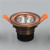 Free Shipping(8PCS/Lot) European Style 7W 10W 15W 20W COB LED Dimmble Downlight Ceiling Lamp Bronze Red Copper