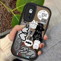 เคส Vivo V15 Pro เคสหลังลายน่ารักขาวดำ พื้นผิวกระจก เคสป้องกันกล้องกันกระแทก