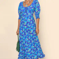 New Fashionable RIXO Dresses Printed by High end Designer Handmade Top of the line Long Dress