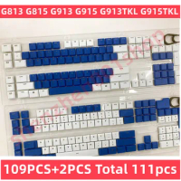 full set 109pcs + 2pcs KeyCaps for Logitech G813 G815 G913 G915 G913TKLG915TKL KeyCAPS USA UK white and blue color match