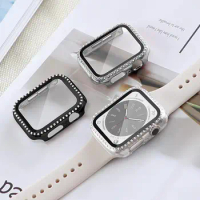 Screen Protector Case for Apple Watch 41mm 45mm 40mm 44mm Diamond Full Cover Bumper + Glass for iWatch Series 9 8 7 6 SE 5 4