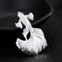 9999 Silver Laser Koi Carp Arowana Fish Sterling Silver Ornament Specimen Crafts Kung Fu Tea Set DIY Charms Jewelry Mascot Decor