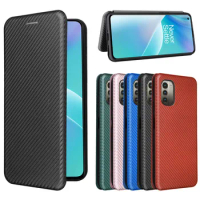 For OnePlus Nord 2T 5G Case Luxury Flip Carbon Fiber Skin Magnetic Adsorption Case For OnePlus Nord2T 5G 2 T Phone Bags