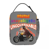 Unapologetic Crazy Raccoon Meme Thermal Insulated Lunch Bag Motorcycle Unhinged Raccoons Food Bag Cooler Thermal Food Box