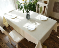 北歐輕奢加粗纖維米白色餐桌布 (100*160cm) 長方形家用純色棉麻簡約餐桌巾