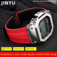 Bracelet For Casio 35th Anniversary GMW-B5000 Sports Watch Strap G-SHOCK Small Silver Block 3459 Nylon Watchband For Men