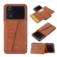 For Poco F6 Pro 5G 2024 Magnetic Leather Card Back Case Bumper Funda Xiaomi Poco X6 M6 X5 M4 X4 Pro F 6 X 5 M 4G Shockproof Case