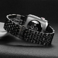 錶帶 索柯 錶帶鋼帶男女士精鋼手錶帶不銹鋼金屬蝴蝶扣適用于apple watch 2/3/4代