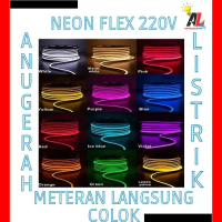 LAMPU LED NEON FLEX SMD METERAN LANGSUNG COLOK LISTRIK AC-220V Hijau Gold Pink Blue Biru