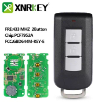 XNRKEY 2 Button Smart Remote Key Fob 433Mhz PCF7952 Chip ID46 For Mitsubishi Lancer Outlander ASX FCC: G8D-644M-KEY-E
