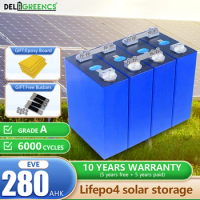 Lifepo4 Battery EVE 280AHK 6000 Cycles Grade A+ 12V 24V 48V 280AH RV EV Solar Storage 3.5KWH 7.1KWH 15KWH Rechargeable Batteries