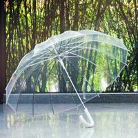16骨男女復古透明雨傘Qiutong長柄透明傘自動傘創意可印制廣告傘 全館免運