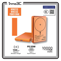 CCC QR Code 可追溯二維碼 磁吸無線充電 移動電源 10000mAh M7 橙色︱Type-C PD3.0 20W 有線雙向快充 15W無線快充 行動電源