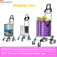 Shopping cart All Terrain Hand Truck with Bungee Cord Heavy Foldable Trolley for Upstairs Cargo protable Home Travel
