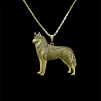 Trendy personalized Siberian Husky dog pendant necklace women gold silver statement