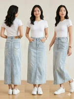 Sawatdee Rok Panjang Wanita kode 5083 lurus denim 33