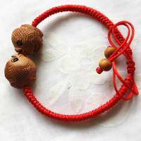 木雕雙魚手鏈成人寶寶隨身桃木接吻親嘴魚紅繩手鏈 精雕刻桃木魚