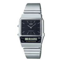 【CASIO 卡西歐】雙顯指針錶 不鏽鋼錶帶 碼錶鬧鈴 兩地時間 生活防水(AQ-800E-1A)