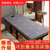 【玲樂】美容床墊 海綿乳膠床墊 收納床墊 無甲醛 折疊床墊(軟硬適中 耐磨抗皴 60*180方頭帶洞床墊 灰色)