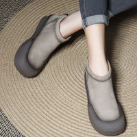 2023 New Women Shoes Platform Flats Goth Boots Chelsea Motorcycle Winter Designer Ankle Fashion Boots Goth Walking Mujer Zapatos