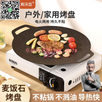 【卓越優選館】肯沃茲麥飯石烤盤戶外露營卡式爐韓式家用電磁爐燃氣烤盤便攜煎盤