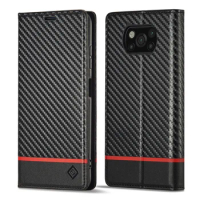 30pcs/lot For Xiaomi Poco x3 NFC X3 Pro Carbon Fiber Stand Wallet Leather Case with Card Slots For Xiaomi POCO X4 Pro 5G