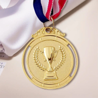 10Pcs ทอง/เงิน/ทองแดงเหรียญรางวัลเหรียญคอริบบิ้นโลหะผู้ชนะเหรียญ Trophy สำหรับ Marathon Ball เกม