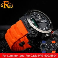 24mm Men Black Orange Rubber Watch Band For Luminox Silicone Strap 3749/3141 Watch Strap for Casio PRG-600/650Y 5571 PRW-6600