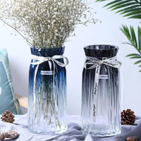 花瓶歐式玻璃花瓶水培透明客廳彩色玻璃花瓶插花工藝擺件 交換禮物