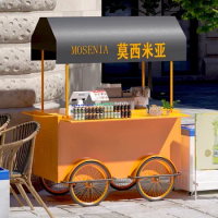 Outdoor Market Food Trolley Mobile Food Truck Fruit Drinks Snack Cart Commercial Street Scenic Spot Stall Can Be Customized