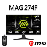 【滑鼠組】msi微星 MAG 274F 27吋 電競螢幕 (27 /1920x1080/16:9/200Hz)