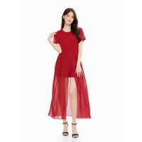 Midi Dress lengan pendek sifon Wanita Gaya Korea Model terbaru - Jfashion Inggrid M-L Hitam