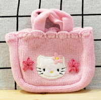 【震撼精品百貨】Hello Kitty 凱蒂貓 日本SANRIO三麗鷗KITTY針織手提袋-粉小花S*51265 震撼日式精品百貨