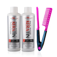 Without Formalin 120ml Magic Master Brazilian Keratin Hair Treatment +120ml Purifying Shampoo Set With Free Gift Comb
