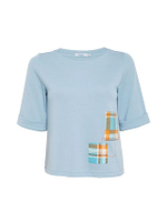 เสื้อ CW Patchwork Jersey Crop Top รุ่น CW228Z91N2 สีฟ้า